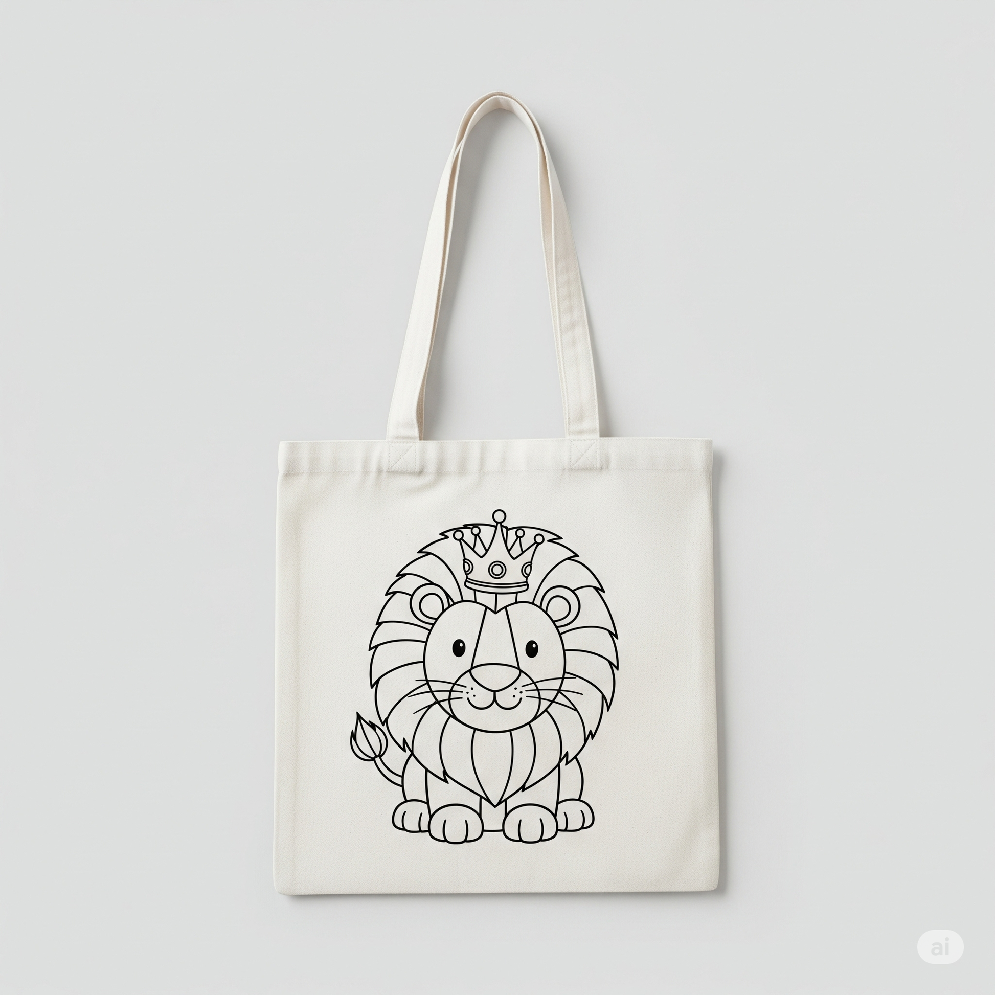 Royal Lion Coloring Tote Bag with Markers