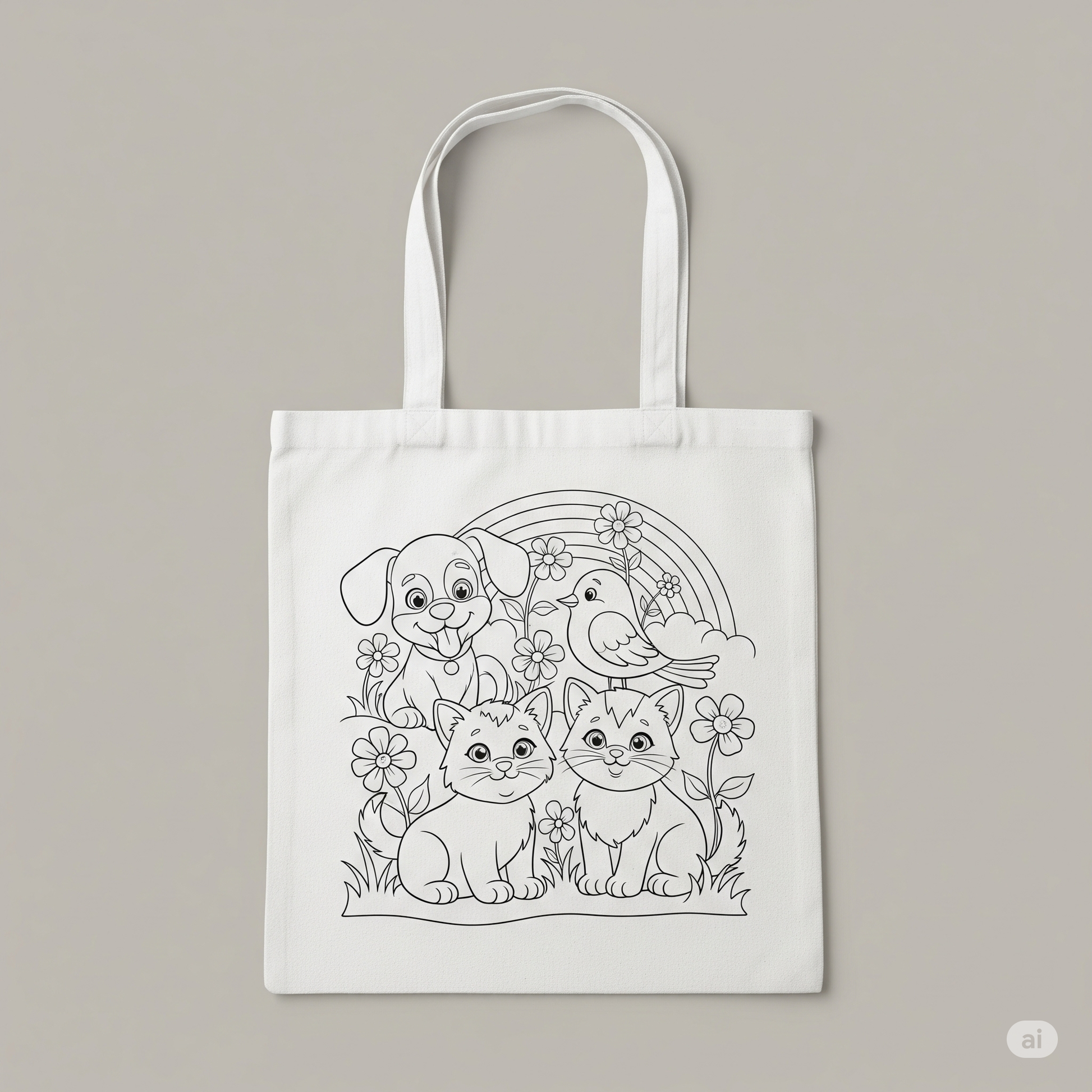 Garden Pals Coloring Tote Bag with Markers
