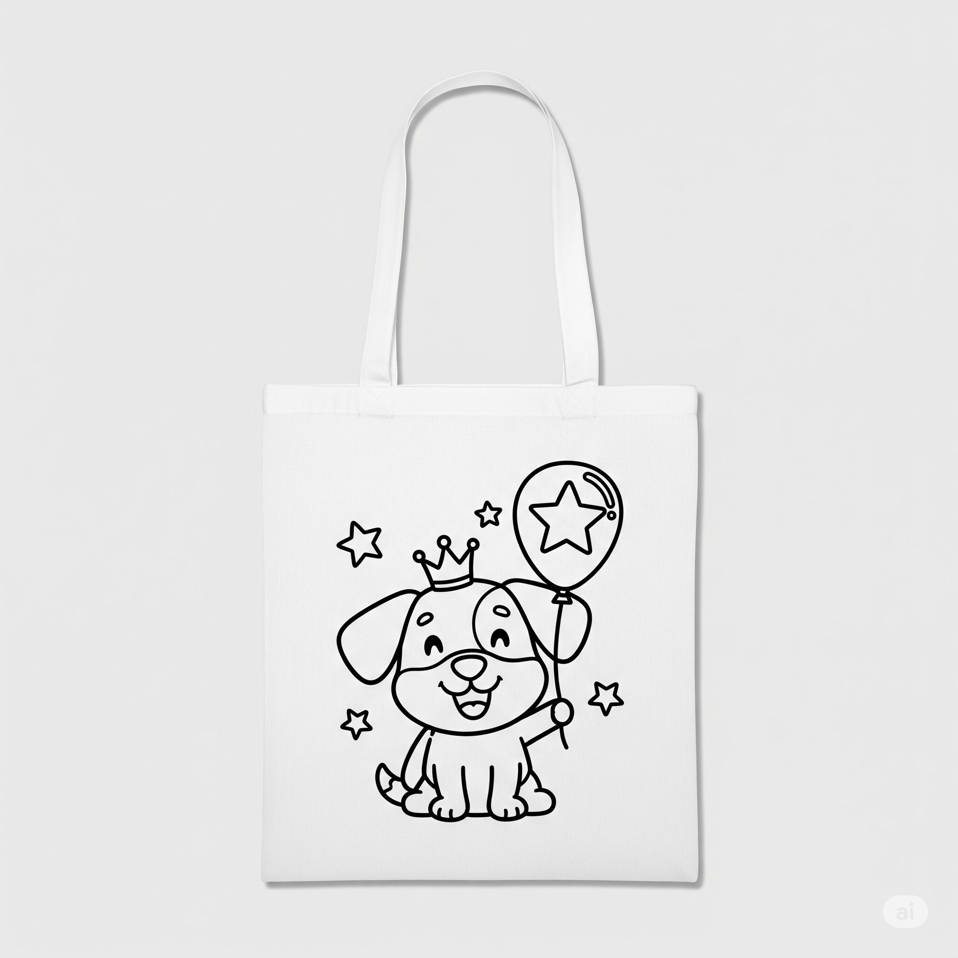 Puppy Princess Coloring Tote Bag with Markers