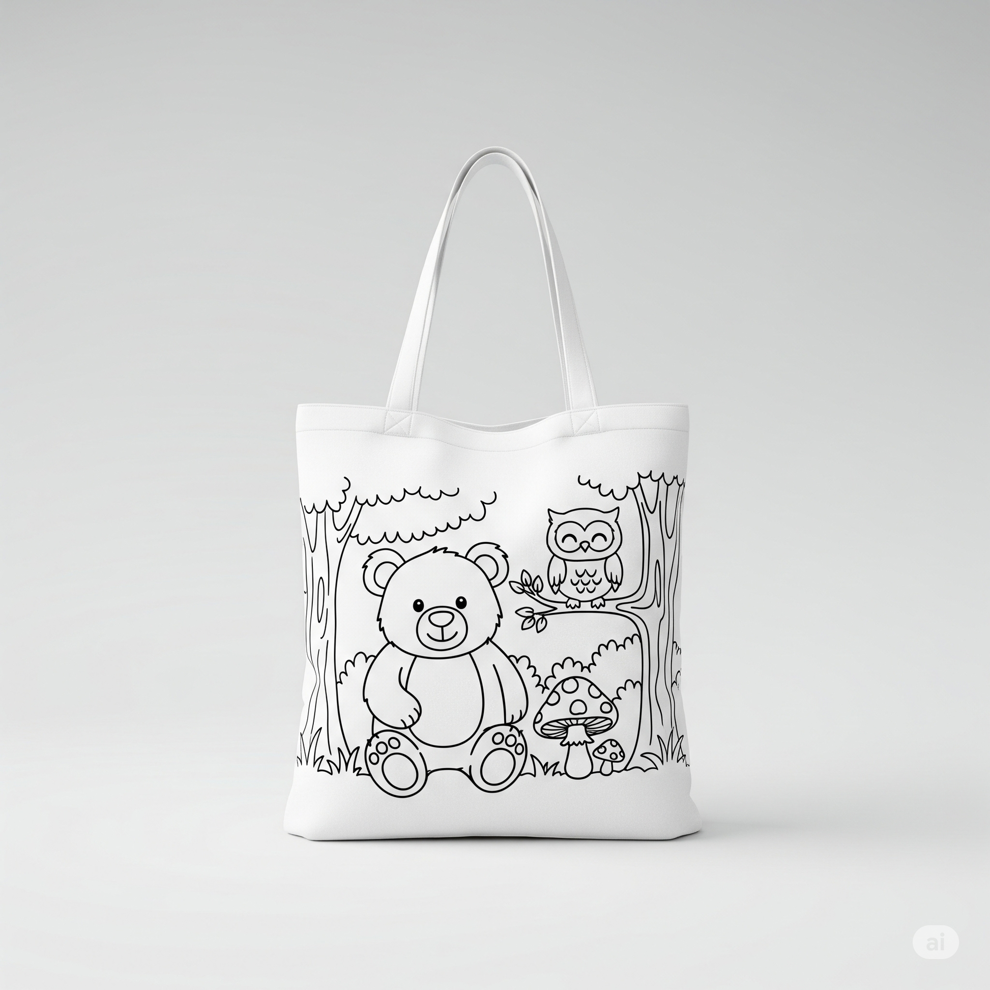 Forest Friends Coloring Tote Bag with Markers