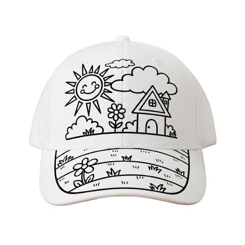 Sunny Home Scene Coloring Cap